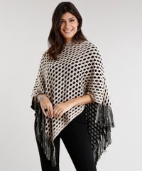 Poncho-Feminino-em-Trico-com-Franjas-Kaki-8482125-Kaki_1