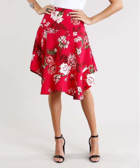 Saia-Feminina-Evase-Curta-Assimetrica-Estampada-Floral-Rosa-Escuro-8886918-Rosa_Escuro_1