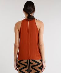 Regata-Feminina-Halter-Neck-com-Pregas-Decote-Redondo-Laranja-Escuro-8932849-Laranja_Escuro_2