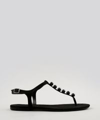 Rasteira-Feminina-em-Suede-com-Esferas-Preta-9097776-Preto_1