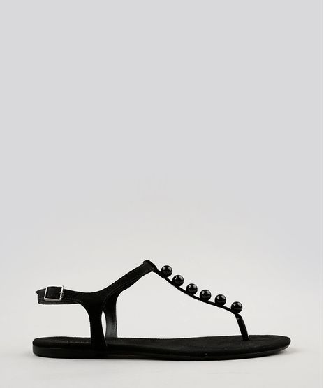 Rasteira-Feminina-em-Suede-com-Esferas-Preta-9097776-Preto_1