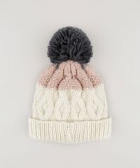 Gorro-Feminino-em-Trico-com-Pompom-Bege-8790330-Bege_3