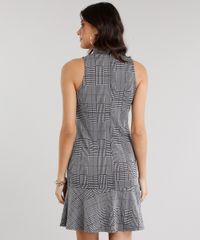 Vestido-Feminino-Xadrez-Gola-Alta-Curto-com-Babado-Sem-Manga-Cinza-9064585-Cinza_2