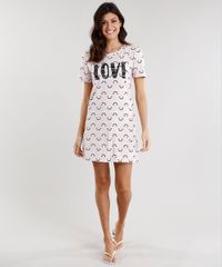 Camisola-Feminina--Love--Estampada-de-Panda-Manga-Curta-Rosa-Claro-9119062-Rosa_Claro_1