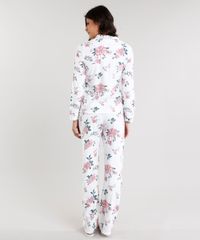 Pijama-Feminino-em-Fleece-Estampado-Floral-Manga-Longa--Branco-8875834-Branco_2