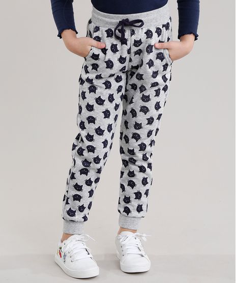 Calca-Infantil-em-Moletom-Estampada-de-Gatinhos-Cinza-Mescla-8830297-Cinza_Mescla_1