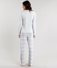 Pijama-Feminino-Xadrez-Manga-Longa-Decote-V-Cinza-Mescla-Claro-9119098-Cinza_Mescla_Claro_2