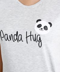 Pijama-Feminino--Panda-Hug--Com-Estampa-Manga-Curta-Decote-Redondo-Cinza-Mescla-Claro-9007206-Cinza_Mescla_Claro_3