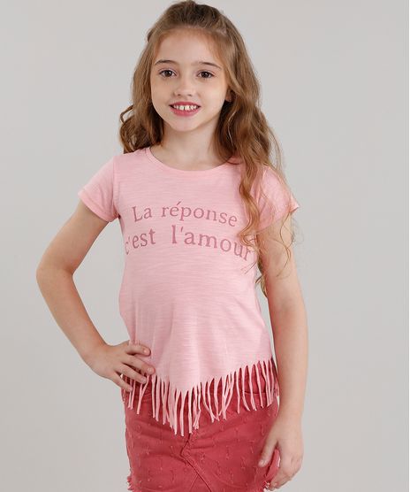 Blusa-Infantil--La-Reponse--com-Franjas-Manga-Curta-Decote-Redondo-Rosa-9108907-Rosa_1