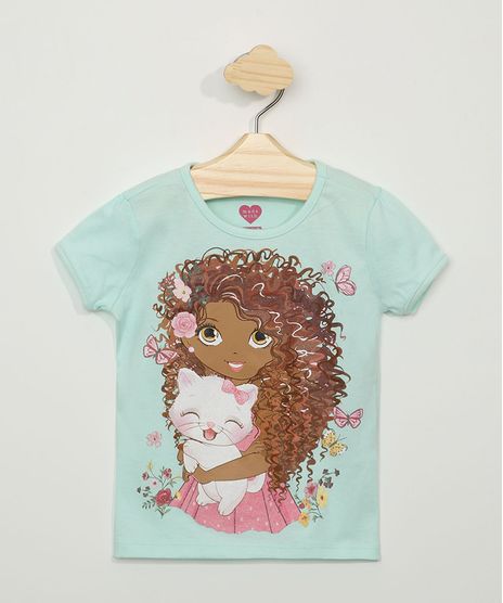 Blusa-Infantil-Menina-com-Gatinho-Manga-Curta-Verde-Claro-9979651-Verde_Claro_1