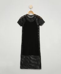 Vestido-Juvenil-Em-Tela-Midi-Manga-Curta-Preto-9967653-Preto_2