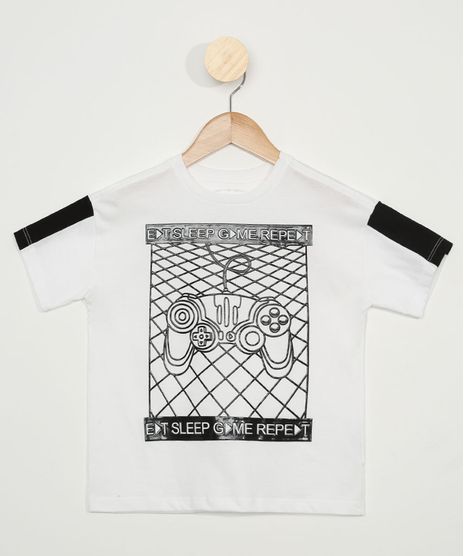 Camiseta-Infantil--Eat-Sleep-Game-Repeat--Manga-Curta-Off-White-9970624-Off_White_1