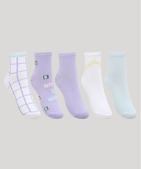 Kit-de-5-Meias-Femininas-Cano-Medio-Estampadas-Geometricas-Multicor-9973168-Multicor_1