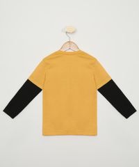 Camiseta-Infantil--Life-Is-Way-Too-Short--Manga-Longa-com-Sobreposicao-Amarela-9978657-Amarelo_2