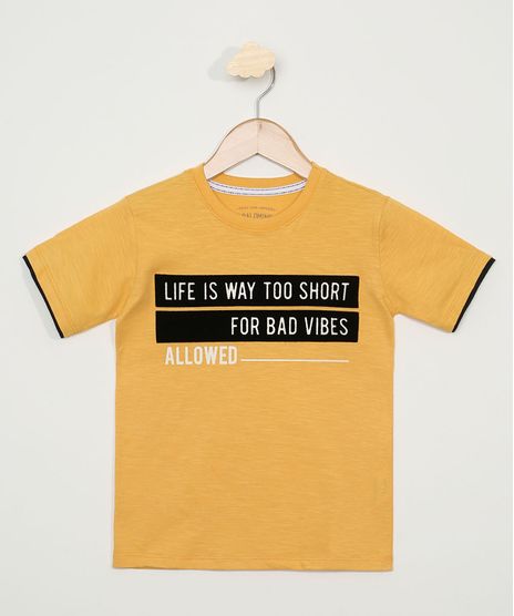 Camiseta-Infantil--Life-Is-Way-Too-Short--Manga-Curta-Amarela-9978665-Amarelo_1