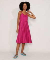 Vestido-Feminino-Midi-Evase-com-Franzido-Alca-Media-Rosa-Escuro-9975384-Rosa_Escuro_3