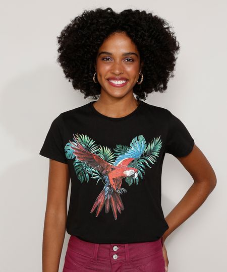 Camiseta-Feminina-Arara-Manga-Curta-Decote-Redondo-Preta-9933000-Preto_1