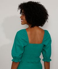 Blusa-de-Linho-Feminina-Manga-Bufante-Cropped-com-Lastex-Decote-Reto-Verde-9982101-Verde_2