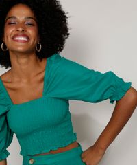 Blusa-de-Linho-Feminina-Manga-Bufante-Cropped-com-Lastex-Decote-Reto-Verde-9982101-Verde_4