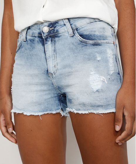 Short-Jeans-Feminino-Reto-Cintura-Media-Destroyed-Marmorizado-Azul-Claro-9977075-Azul_Claro_1