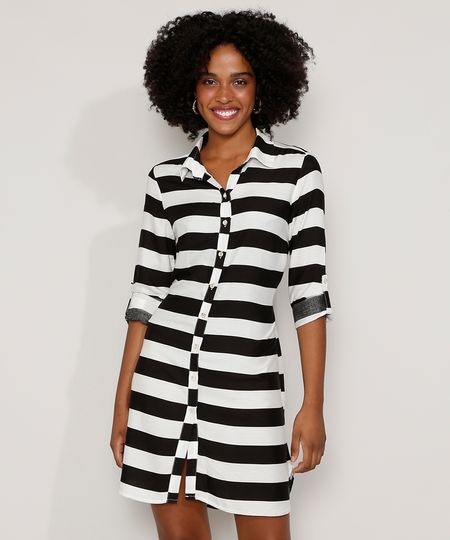 Saida-de-Praia-Chemise-Curta-Listrada-Manga-Longa-Preta-9974993-Preto_1