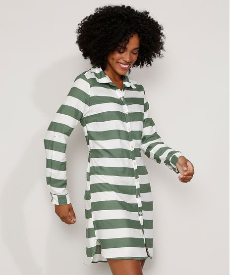 Saida-de-Praia-Chemise-Curta-Listrada-Manga-Longa-Verde-9974993-Verde_1