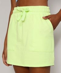 Saia-de-Moletom-Feminina-Curta-Basica-com-Bolsos-e-Cordao-Verde-Claro-9966742-Verde_Claro_1