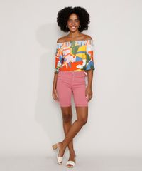 Bermuda-de-Sarja-Feminina-Ciclista-Cintura-Media-com-Barra-Dobrada-Rosa-9977094-Rosa_3