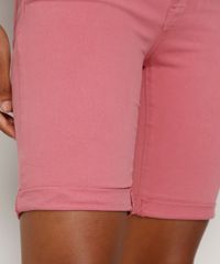 Bermuda-de-Sarja-Feminina-Ciclista-Cintura-Media-com-Barra-Dobrada-Rosa-9977094-Rosa_4