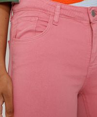 Bermuda-de-Sarja-Feminina-Ciclista-Cintura-Media-com-Barra-Dobrada-Rosa-9977094-Rosa_5