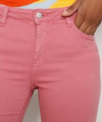 Bermuda-de-Sarja-Feminina-Ciclista-Cintura-Media-com-Barra-Dobrada-Rosa-9977094-Rosa_6