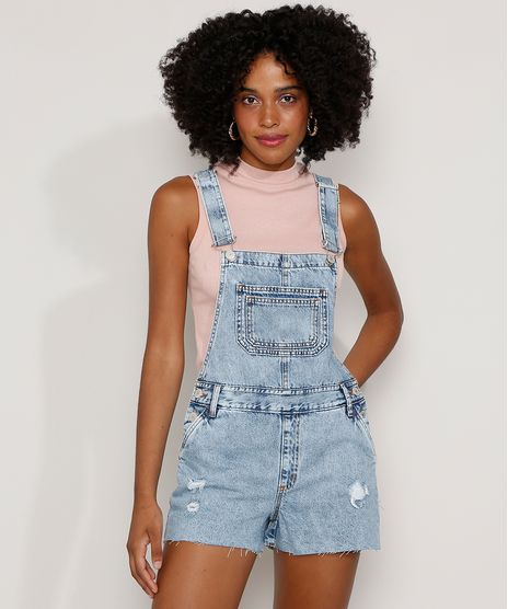 Jardineira-Jeans-Feminina-Relaxed-Marmorizada-com-Rasgos-e-Barra-a-Fio-Azul-Claro-9980401-Azul_Claro_1