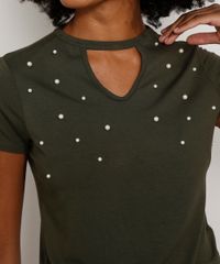Camiseta-Feminina-Basica-Choker-com-Perolas-Manga-Curta-Verde-Militar-9973887-Verde_Militar_4