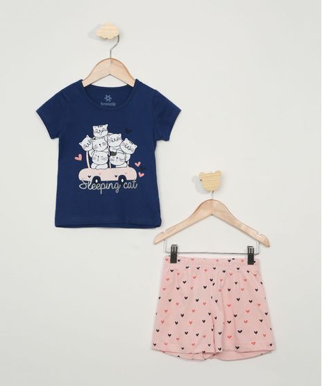 Pijama-Infantil-Brandili-Gatinhos-Manga-Curta-Azul-9968095-Azul_1