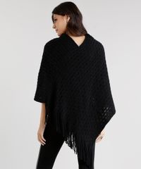 Poncho-Feminino-em-Trico-com-Franjas-Preto-8482125-Preto_2