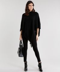Poncho-Feminino-em-Trico-com-Franjas-Preto-8482125-Preto_3