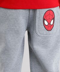 Calca-Infantil-em-Moletom-Homem-Aranha-em-Algodao---Sustentavel-Cinza-Mescla-8474552-Cinza_Mescla_4