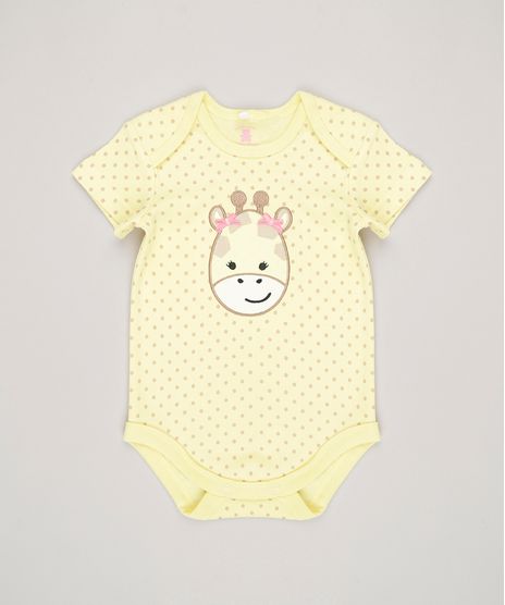 Body-Infantil-Estampado--Girafa--Manga-Curta-Decote-Redondo-em-Algodao---Sustentavel-Amarelo-8812210-Amarelo_1