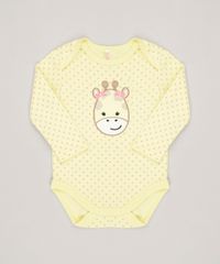 Body-Infantil-Estampado--Girafa--Manga-Longa-Decote-Redondo-em-Algodao---Sustentavel-Amarelo-8812217-Amarelo_1