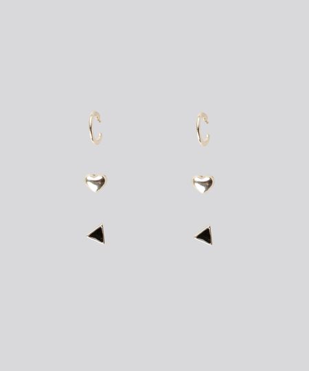 Kit-de-3-Brincos-Femininos-Dourado-8790176-Dourado_1