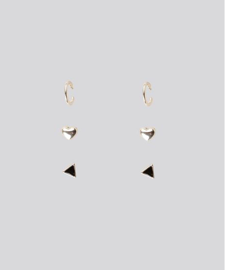 Kit-de-3-Brincos-Femininos-Dourado-8790176-Dourado_1