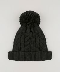 Gorro-Feminino-em-Trico-com-Pompom-Preto-8754445-Preto_1