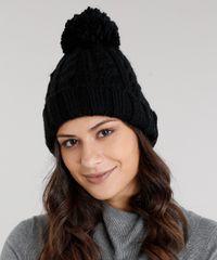 Gorro-Feminino-em-Trico-com-Pompom-Preto-8754445-Preto_2