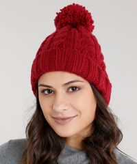Gorro-Feminino-em-Trico-com-Pompom-Vinho-8754445-Vinho_2