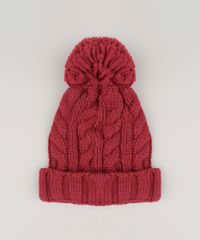 Gorro-Feminino-em-Trico-com-Pompom-Vinho-8754445-Vinho_3