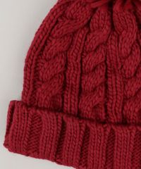Gorro-Feminino-em-Trico-com-Pompom-Vinho-8754445-Vinho_4