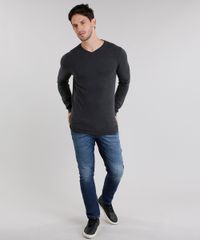 Sueter-Masculino-em-Trico-Gola-V-Manga-Longa-Cinza-Mescla-Escuro-8848759-Cinza_Mescla_Escuro_3