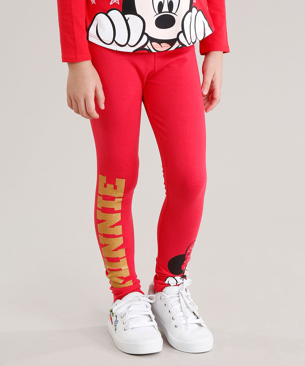 calça legging infantil vermelha