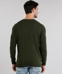 Sueter-Masculino-em-Trico-Gola-V-Manga-Longa-Verde-Militar-8848759-Verde_Militar_2
