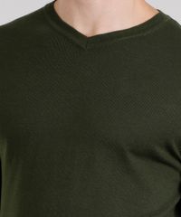 Sueter-Masculino-em-Trico-Gola-V-Manga-Longa-Verde-Militar-8848759-Verde_Militar_4